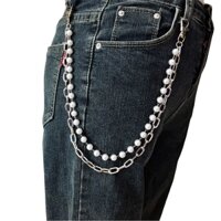 Chain đeo quần jeans jogger kim loại và hạt châu M444