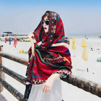 Chaka Salt Lake Sunscreen Shawl Ethnic Style Travel Silk Scarf Women's Thin Seaside Holiday Beach Towel Travel Outer Scarf zwCn