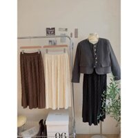 CHALIN Chân váy xoè nhún cạp chun Cv-9918#