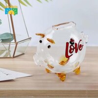 Chalisia Thủy Tinh Lợn Hình Heo Đất Mini Pig Trang Trí Trang Trí Máy Tính Để Bàn Thủ Công Tiền Ngân Hàng Thủy Tinh Hình Động Vật Hộp Đựng Cho Trẻ Em