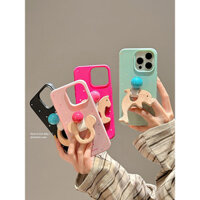 Chấm Bi Hoạt Hình Khóa Vòng Gỗ Cho iPhone 13 15 16 14 pro max Ốp Lưng Apple 16promax Ốp Lưng Điện Thoại iphone15 Phong Cách Mới 12 Cảm Giác Cao Cấp 16pro Sáng Tạo 14pm Niche Nữ 15pro Siêu Nóng 13 Bao Gồm Mềm