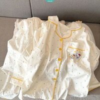Chấm Bi Usagi Hello Kitty Chiikawa Bộ Đồ Ngủ Nữ Xuân Thu Mới Dài Tay Quần Dài Sinh Viên Homewear Phù Hợp Với