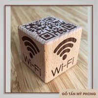 Chạm khắc cục gỗ QR code, Cube QR, wifi, thương hiệu - 4cm