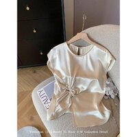 Champagne mới Trung Quốc Áo Sơ Mi Ngắn Tay Nữ mùa hè mới phong cách quốc gia khí chất bất thường cổ thuyền hàng đầu