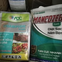 Champion & Mancozeb (manco xanh) Combo 100gr/gói thuốc trị bệnh nấm hồng và bệnh thán thư