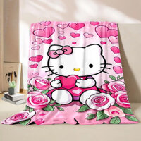 Chăn 3D Hello Kitty Ném Cho Bé Gái, Chăn Flannel Siêu Mềm Kawaii, Chăn Khăn Len Ấm Cho Giường Sofa Phòng Khách