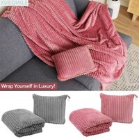 Chăn ấm QINZHUAN, Chăn ném 2 trong 1 ấm áp, Gối ném thoáng khí siêu mềm màu trơn