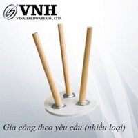 Chân bàn gỗ tiện tròn xéo Vinahardware, kèm bas trắng - VNH3650B150  										 										 - 150mm