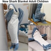 Chăn Bông Mền Hình Cá Mập Ấm Áp Siêu Mềm Cho Người Lớn