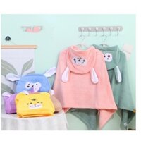 Chăn Choàng Ủ Lông Cừu Có Mũ Hình Thỏ,Khăn Quấn Giữ Ấm Cho Bé Khi Đi Ra Ngoài