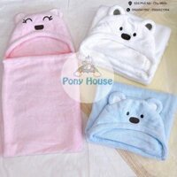 Chăn Choàng Ủ Lông Hình Gấu Có Mũ Minizone  Cho Bé Sơ Sinh