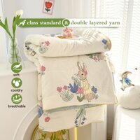 chăn có thể giặt được kết cấu kem mát lạnh cái mền Chăn cotton Mỏng Màu Trơn Mềm Mại Thoải Mái Thoáng Khí May chăn Duvet 1m5/2m