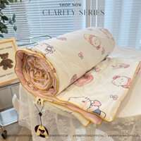 Chăn Cotton Đũi chần bông Xơ Đậu Nành Hữu Cơ phong cách Hàn Quốc xinh xắn