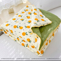 Chăn Cotton Đũi chần bông Xơ Đậu Nành Hữu Cơ phong cách Hàn Quốc xinh xắn