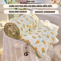 Chăn Cotton Đũi chần bông Xơ Đậu Nành Hữu Cơ phong cách Hàn Quốc xinh xắn