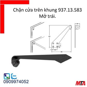 Chặn cửa trên khung mở trái đen mờ Hafele 937.13.583