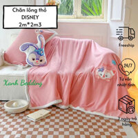 Chăn cừu lông thỏ DISNEY cho bé yêu (tặng kèm gấu bông ) 2mx2m3 tha hồ đắp Xanh bedding