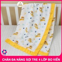 Chăn Đa Năng Sợi Tre 4 Lớp Bo Viền Cho Bé Sơ Sinh, Chăn Đắp Mùa Hè Cho Bé Mềm Mại 100% Sợi Tre Kích Thước 110x130Cm