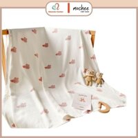 Chăn đắp cho bé sơ sinh Mochee 85x120cm chất liệu sợi tre họa tiết gấu thỏ - Monnie Center
