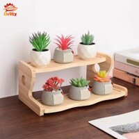 Chân Đế Chậu Hoa Chân Đế Trang Trí 2 Tầng Mini Thang Gỗ Kệ Gia Vị Cho Ban Công Mặt Bàn