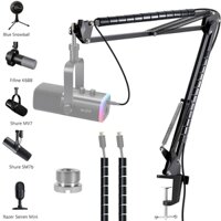 Chân đế có thể điều chỉnh Mic Stand Boom Arm - Kim loại đúc hẫng Mic Boom Arm, Cánh tay với bộ chuyển đổi 3 / 8 '' đến 5 / 8 '', Chân đế micrô có tay áo cáp