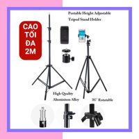Chân đế đỡ livestream gậy 3 chân chụp hình cao 2 mét có remote bluetooth cho điện thoại và máy ảnh -Có BH