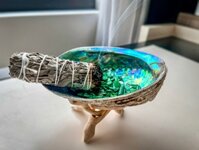 CHÂN ĐẾ GỖ giá gỗ 3 chân đựng vỏ sò - Đĩa ốc xà cừ đốt xô thơm Wooden Cobra Stand - 50grXàCừ màu Xanh lá