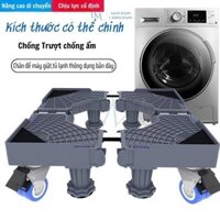 Chân đế kê tủ lạnh Giá đỡ máy giặt 8 trụ đứng 4 bánh Tuỳ chỉnh độ cao Linh hoạt kích cỡ di chuyển dễ  Gia dụng