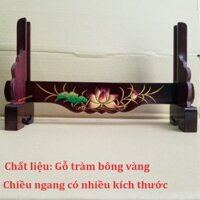 Chân đế khung hình thờ - Giá đỡ khung ảnh có nhiều kích thước, hoa sen nổi, sơn màu đen