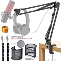 Chân đế micro Hyperx Quadcast với bộ lọc Pop - Tấm chắn mặt nạ cánh tay Scissor Mic Boom Arm Tương thích với Mic chơi game USB Quadcast S