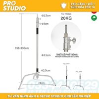 Chân đèn C Stand kim loại & boom treo đèn cao cấp, tải trọng cao (330cm)