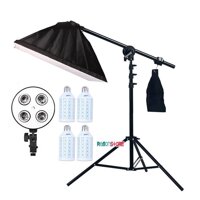 Chân đèn cao 200cm - Tay boom đèn 140cm  - Softbox đèn led 4 đuôi 50 x70cm - 4 bóng đèn Led 28 W