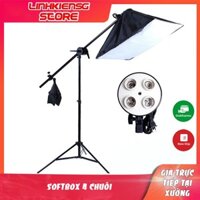 Chân đèn cao 2m - Tay boom đèn 140cm  - Softbox đèn led 4 đuôi 50 x70cm