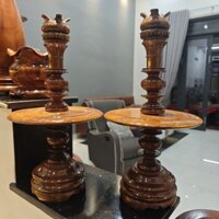 Chân Đèn Gỗ | Cặp Chân Đèn Gỗ Nguyên Khối | Chân Đèn Để Bàn Thờ , Chân Đèn Thờ Cúng Hàng Cao Cấp Chất Lượng