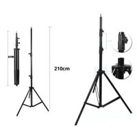 Chân đèn livestream, chân gắn kẹp điện thoại 210cm phù hợp với đèn 26cm, 33cm và các loại kẹp điện thoại - Hàng chính hãng