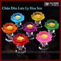 Chân Đèn Nến Bơ Lưu Ly, Đế Nến Hoa Sen Cúng Phật [Kim Cương Hỷ Lạc] Đa Dạng Màu Sắc