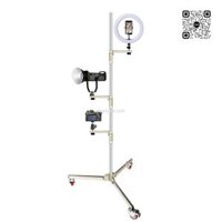 Chân đèn Studio STEEL COLUMN ROLLER STAND 230 có bánh xe, hỗ trợ gắn nhiều đèn và phụ kiện - full inox - cao 2m3