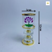 Chân đèn thủy tinh hoa sen 2 tầng