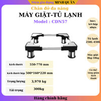 Chân đỡ đa năng Chánh Phát - CDN57, chất liệu Inox và nhựa sử dụng Máy giặt từ 8K-18K, Tủ Lạnh từ 250L-450L