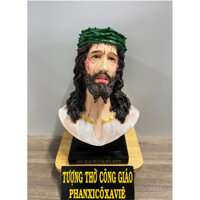 Chân Dung Chúa Giesu Chất Liệu Poly Composite Cao Cấp, Thiếp Vàng, Vẽ Tay - Tượng Thờ Công Giáo Phanxico Xavie.