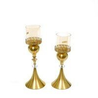 Chân đựng nến | Chân nến ly thuỷ tinh pha lê bộ 2 082 - Vàng - FAN