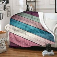 Chăn flannel họa tiết gỗ cổ điển, chăn hàng rào bằng gỗ đầy màu sắc, chăn quà tặng mới lạ mềm mại cho bé trai và bé gái 180X230 CM