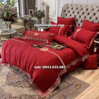 Chăn ga gối đệm cưới màu đỏ
