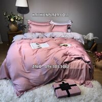 Chăn ga gối đệm đẹp mầu hồng lụa tencel