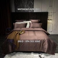 Chăn ga gối mầu nâu thương hiệu lv Louis Vuitton