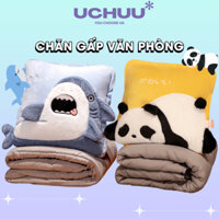 Chăn Gấp Văn Phòng UCHUU Gối Chăn Gấp Gọn 2 trong 1 Gối Tựa Lưng Mền Văn Phòng Chần Bông Hoạt Hình 3D