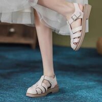 (Chân gầy lùi size-Chân mập tăng size)Giày Sandal Rọ nữ đan 3 NAN ngang phong cách Nhật cao 2cm