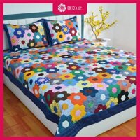 Chăn Ghép vải Lục Giác 3cm,chăn Quilting ,vải thô cotton thoáng mát,phù hợp với mọi thời tiết