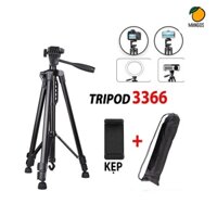 Chân Giá Đỡ Điện Thoại Máy Ảnh 3 Chân Tripod 3366 Có Tay Cầm Quay Phim Kết Hợp Remote Chụp Ảnh Từ Xa - MangoOvil