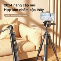Chân giá đỡ máy ảnh và điện thoại có tay cầm quay phim Tripod 360°, xoay 180 độ và đèn bổ sung